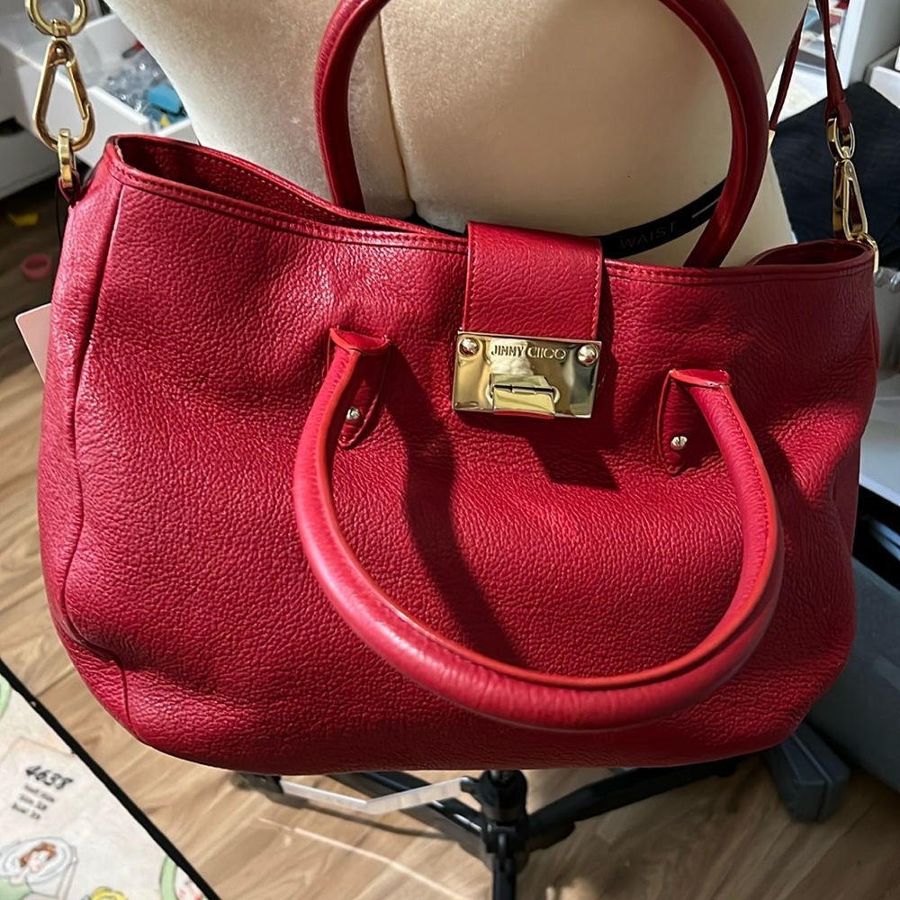 Jimmy Choo Rania medium size pebble leather in Red